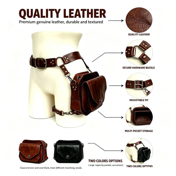 Medieval Leather Belt Pouch Bag