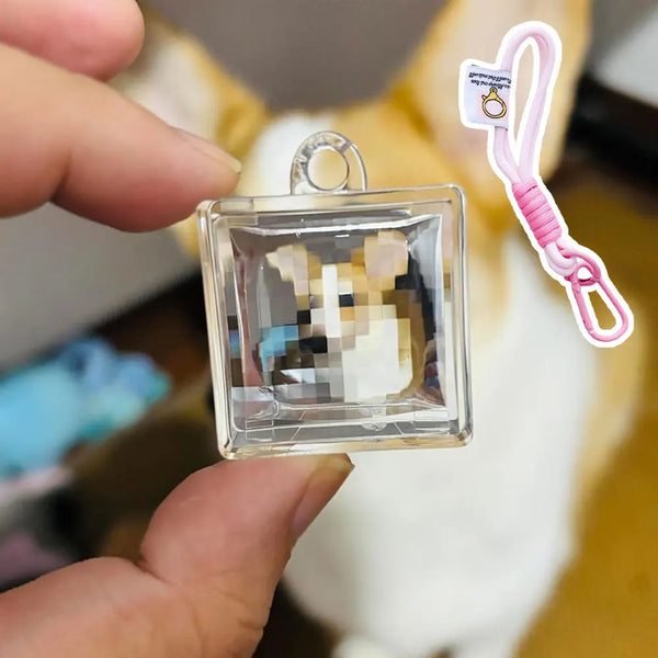 Clear Acrylic Mosaic Pixel Keychain