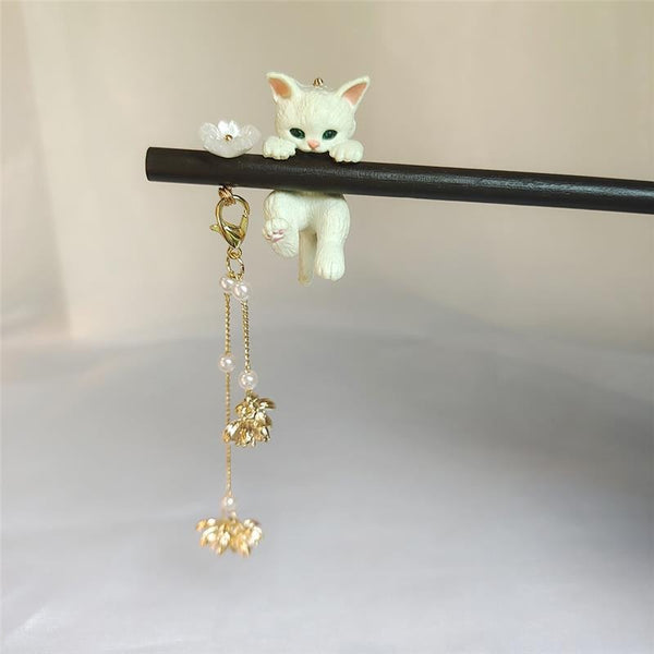 Wooden Cat Hairpin