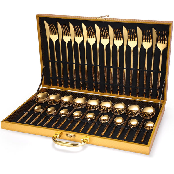 24pcs Gold Dinnerware Set Stainless Steel