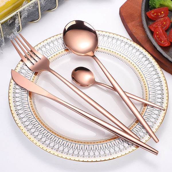 24pcs Gold Dinnerware Set Stainless Steel