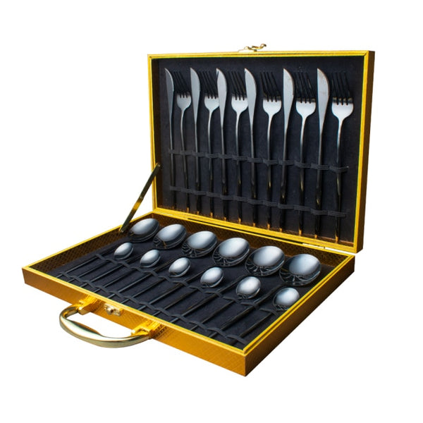 24pcs Gold Dinnerware Set Stainless Steel